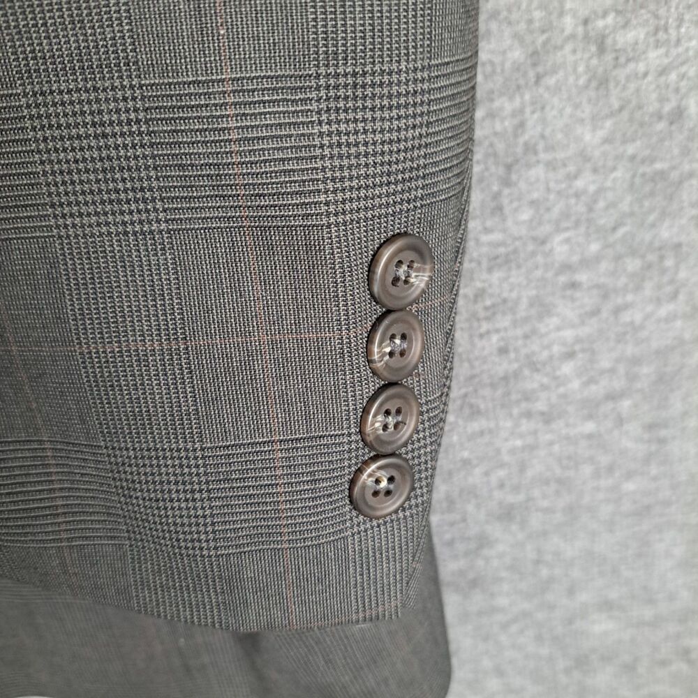 Chaps Ralph Lauren Mens Glen Plaid Wool Blazer Sport Coat Vintage 44S Gray Brown - Picture 3 of 16